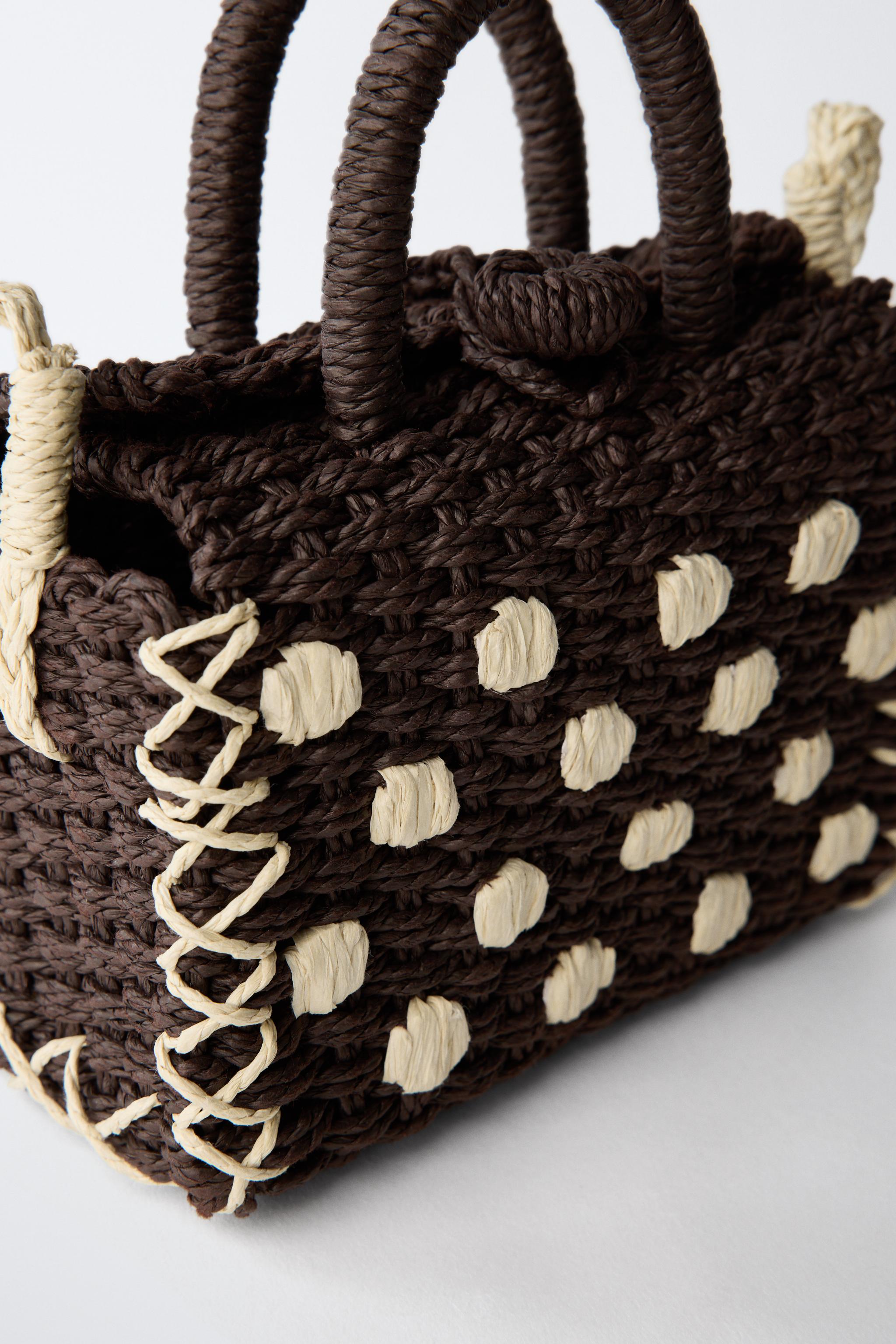 RAFFIA EFFECT POLKA DOT CROSSBODY BAG