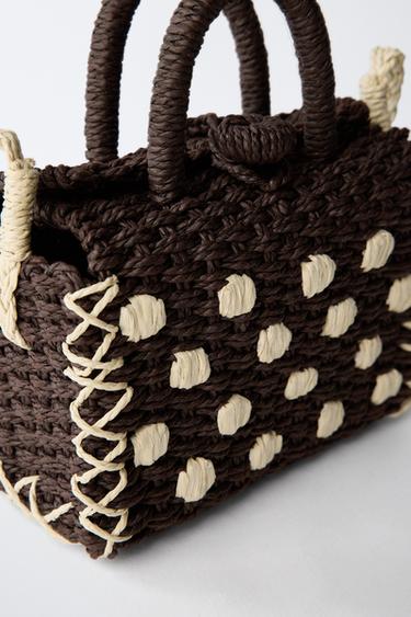 RAFFIA EFFECT POLKA DOT CROSSBODY BAG - Brown by Zara - Image 2