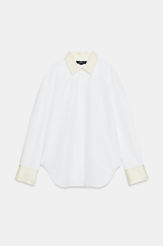 CHEMISE EN POPELINE BIMATIÈRE ZW COLLECTION - Blanc de Zara - Image 5