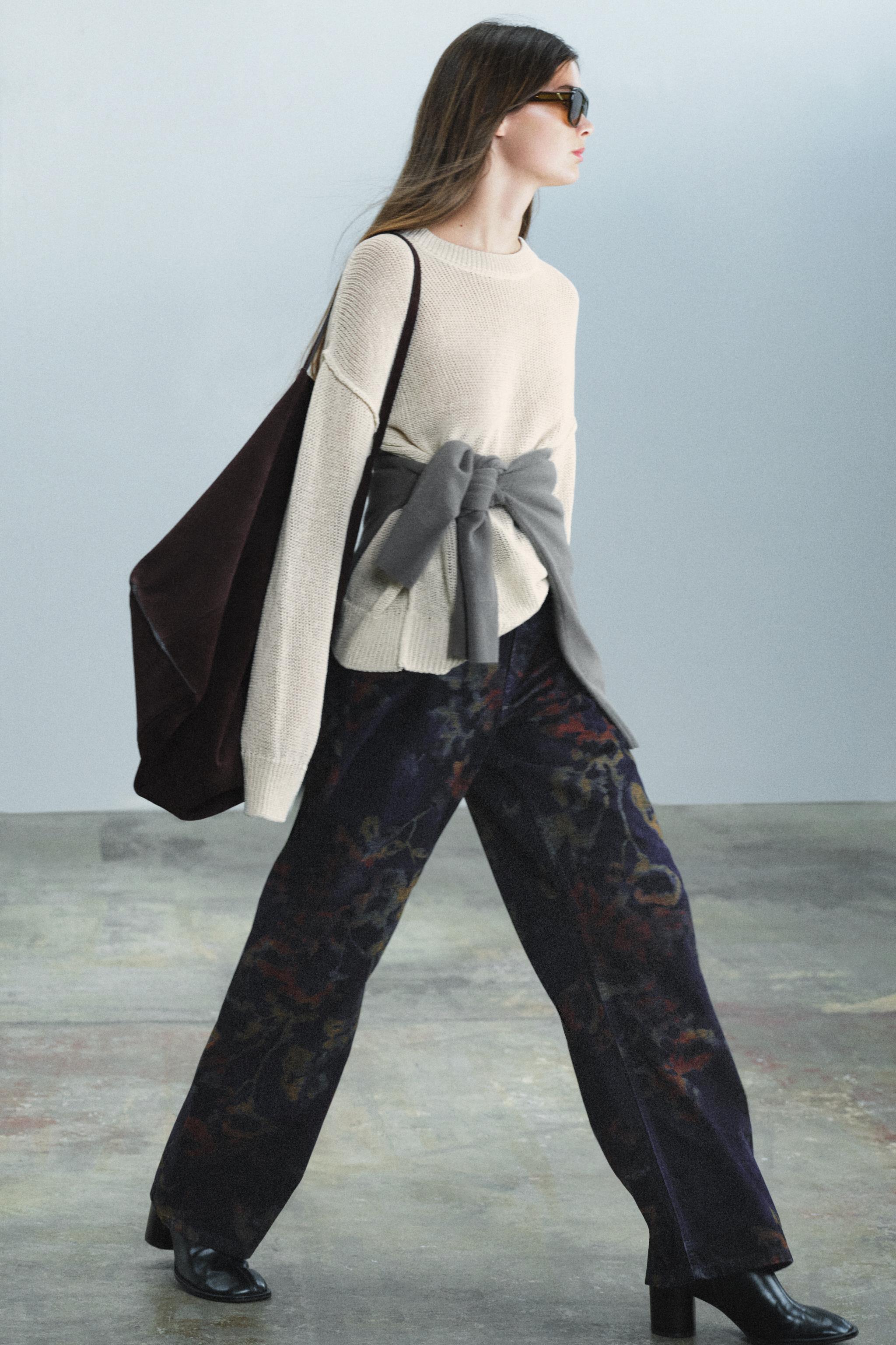 Zara ZW COLLECTION BAGGY FIT ORTA BEL ÇİÇEKLİ JEAN görsel 7