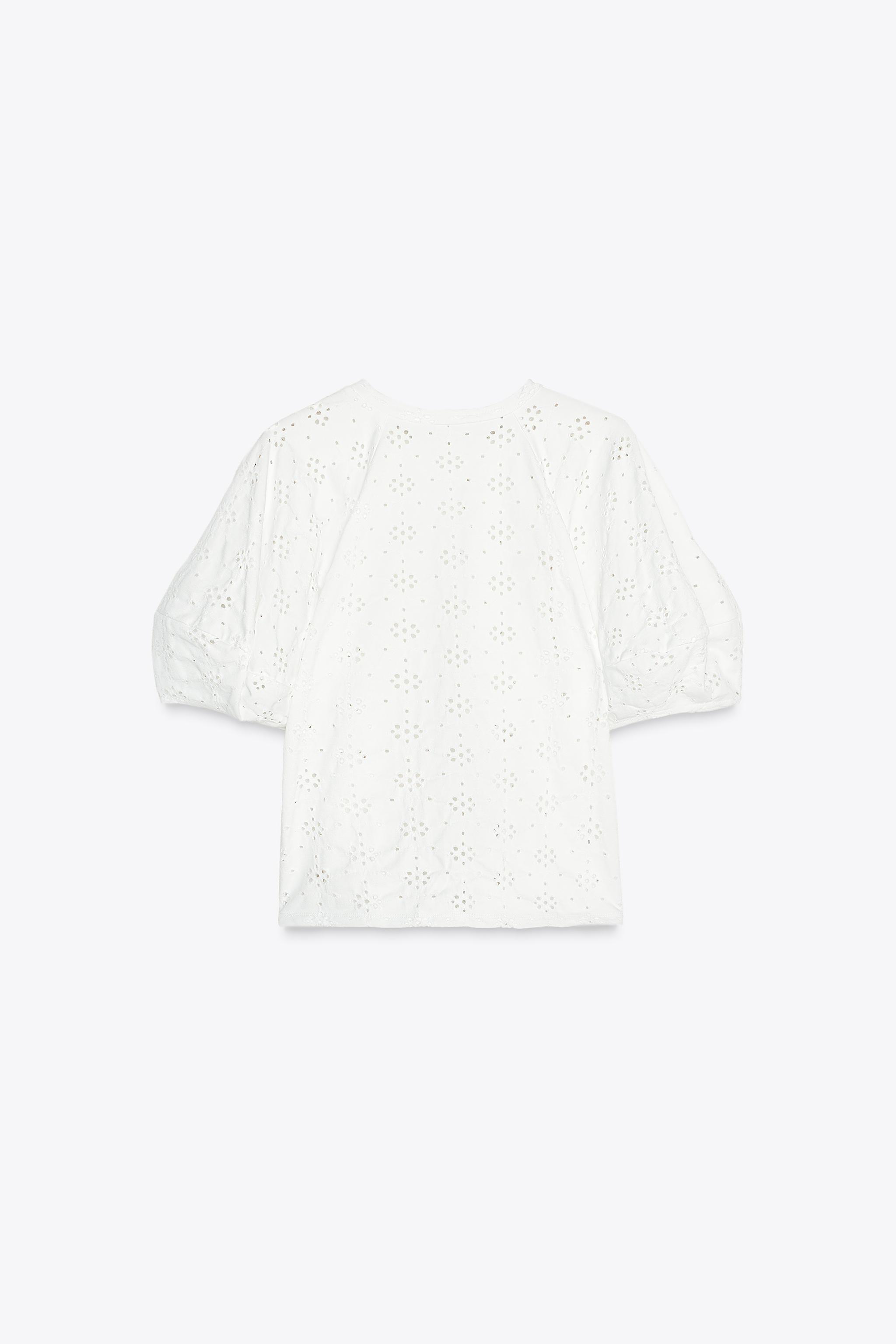 PERFORATED EMBROIDERY T-SHIRT - Oyster-white | ZARA United PERFORATED EMBROIDERY T-SHIRT - Oyster-white | ZARA United