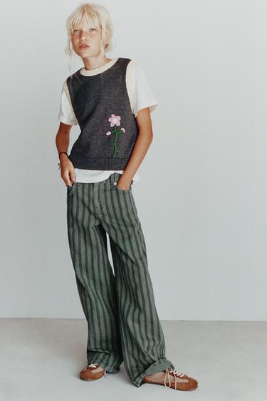 STRIPED WIDE-LEG JEANS - striped by Zara