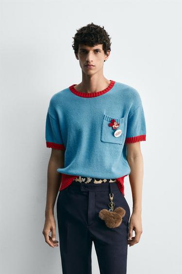 Zara HARRY LAMBERT FOR ZARA X DISNEY 撞色針織 T 恤 - 藍色