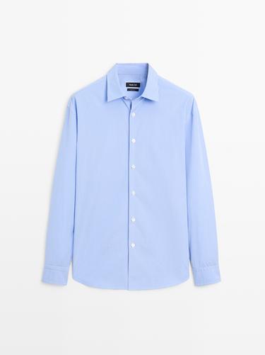 Zara Regular fit striped poplin shirt - Bluish