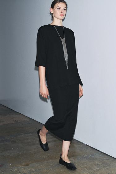 KNIT MIDI SKIRT - Black by Zara