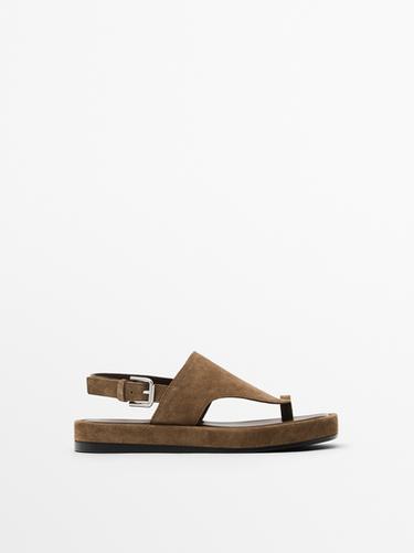 Zara Sandals with quilted insoles - taupe brown
