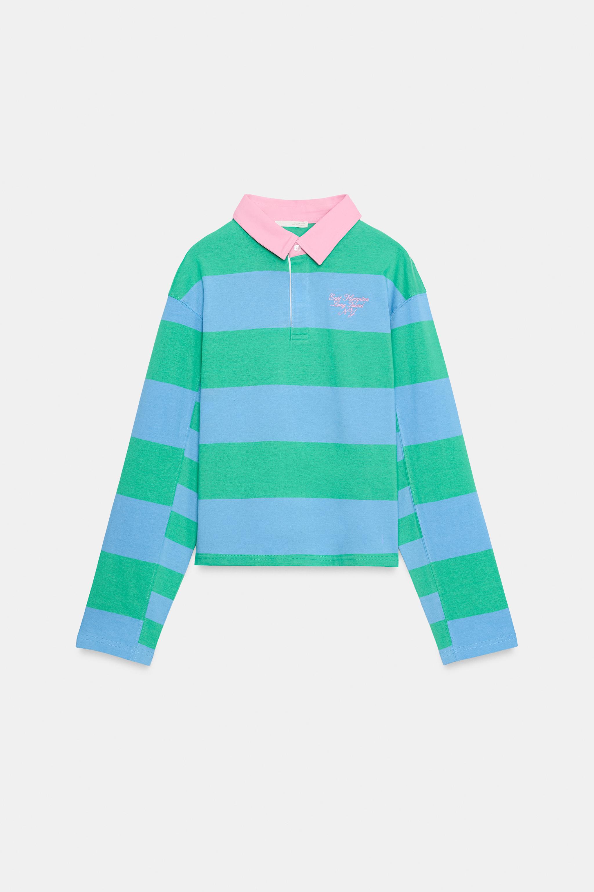 CONTRAST COLLAR STRIPED POLO SHIRT