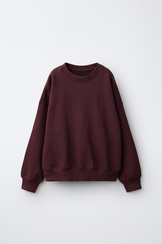 HEAVYWEIGHT PLAIN SWEATSHIRT - Aubergine by Zara - Image 0