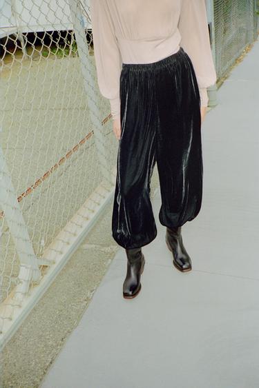 VELVET TROUSERS - Black by Zara - Image 1