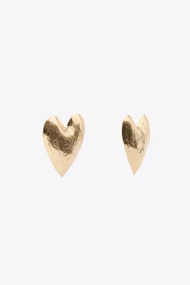 BOUCLES D'OREILLES CŒUR TEXTURÉES - Doré de Zara - Image 2