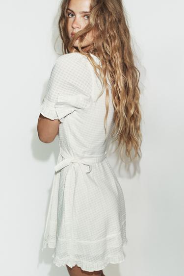 STRUCTURED WRAP MINI DRESS - Oyster-white by Zara - Image 2