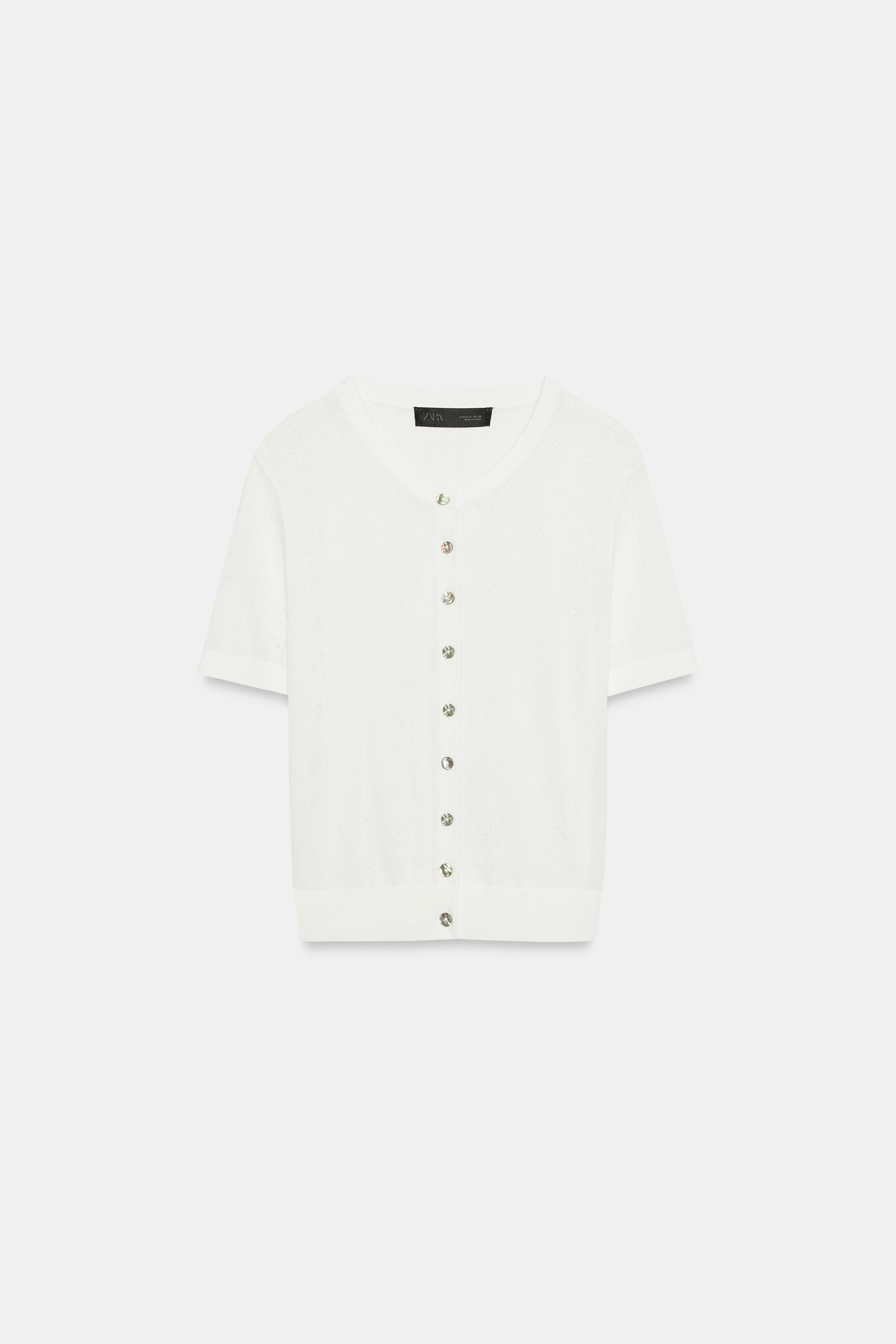 Short-Sleeve Floral Cardingan by Zara