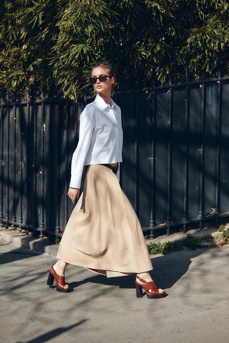 Zara Basic Falda Pantalon Amarilla Cuadros España Faldas Falda