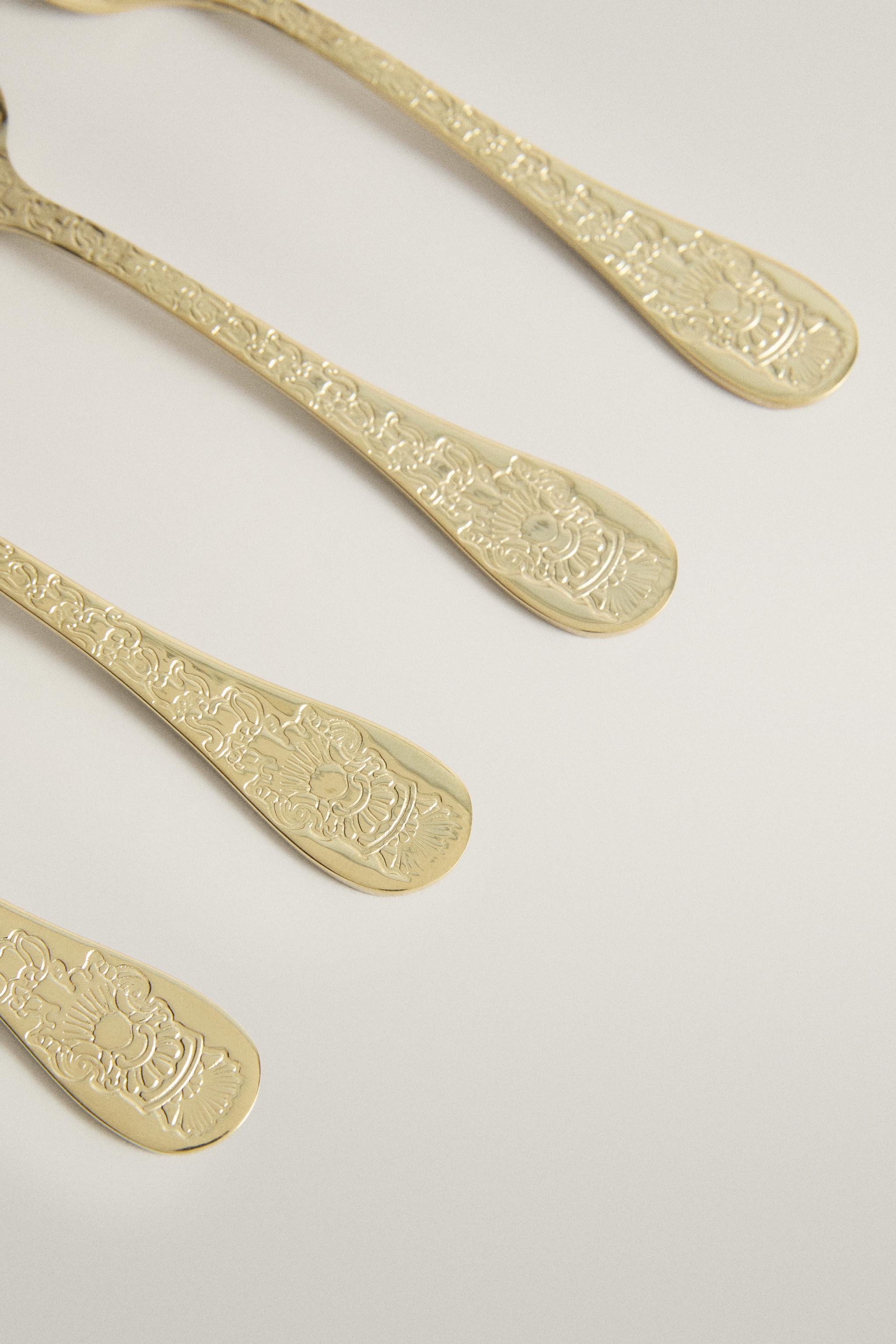 PACK OF ENGRAVED STEEL DESSERT SPOONS (PACK OF 4)