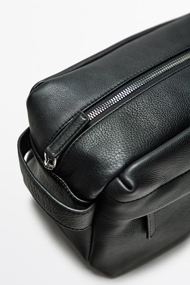 Large nappa leather toiletry bag — Black 2