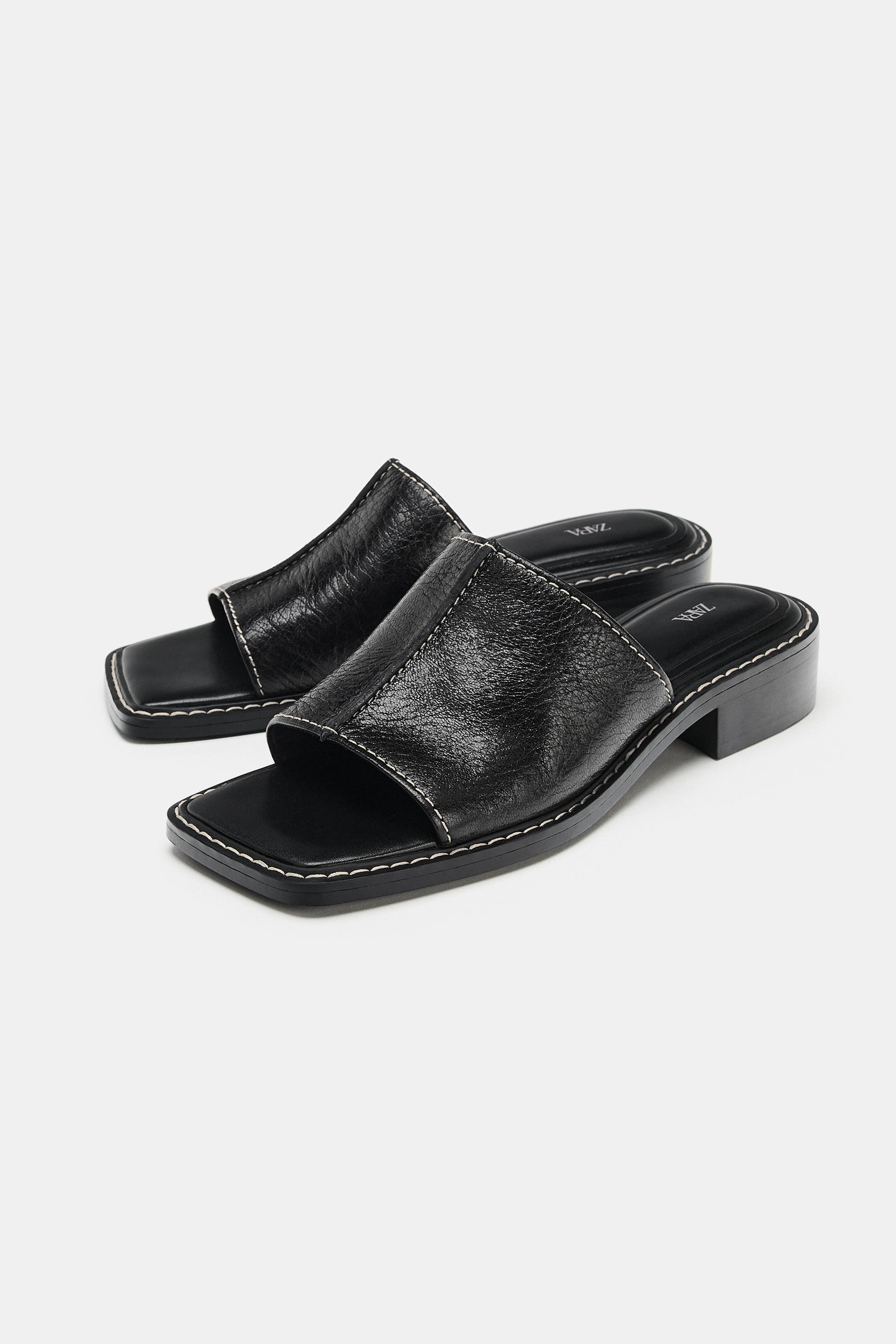 レザーミュールサンダル - ブラック | ZARA Japan / 日本