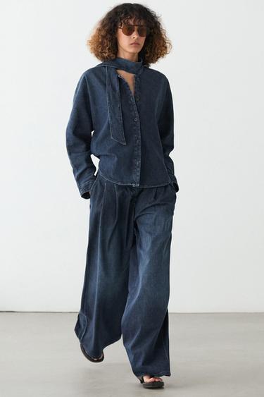 Zara Denim shirt with collar detail - Blue