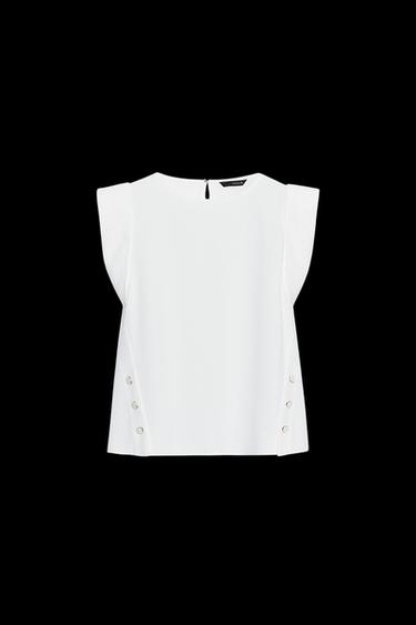 SLEEVELESS TOP WITH DEFINED SHOULDERS - Oyster-white by Zara - Image 0