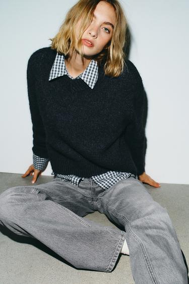 TRF WIDE-LEG LOW-RISE JEANS - Grey by Zara