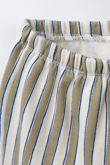 PANTALON BAGGY À RAYURES ET DÉCOR ÉTIQUETTE - Beige de Zara - Image 2