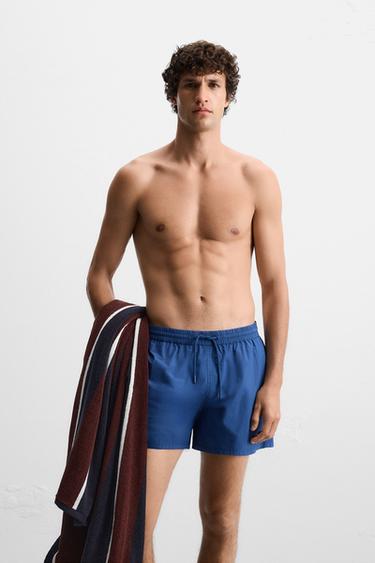 BASIC MID-LENGTH SWIMMING TRUNKS - Blue by Zara - Image 1