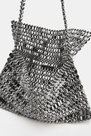 APPLIQUÉ SHOULDER BAG - Silver by Zara - Image 5