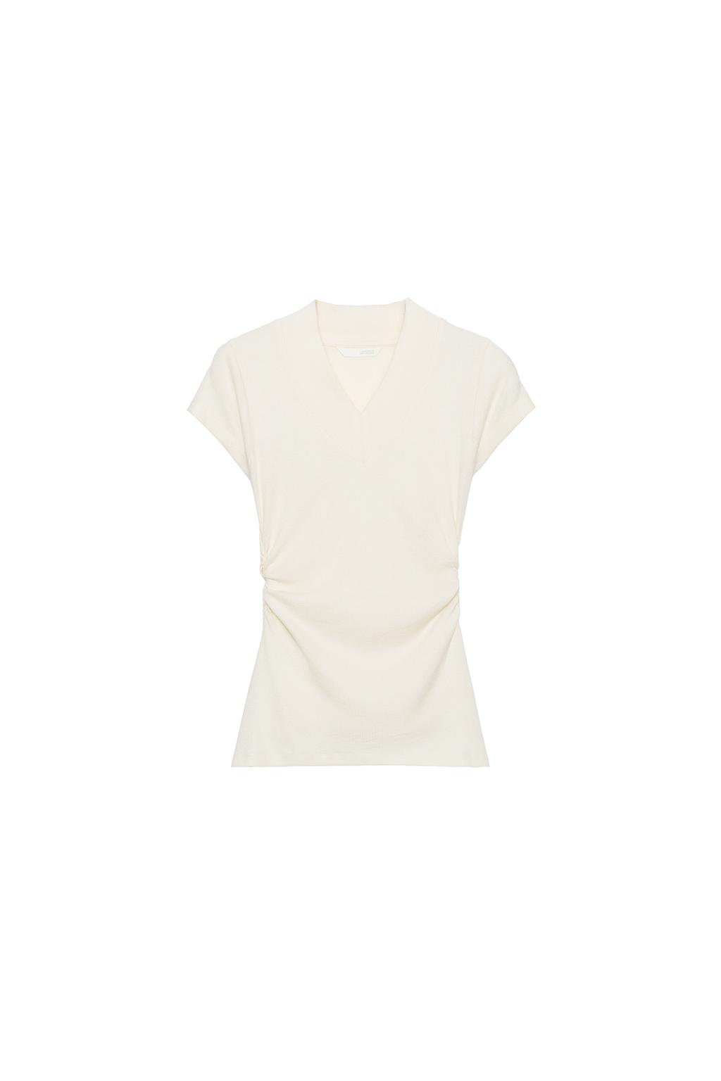 DRAPED LINEN BLEND T-SHIRT - image 3