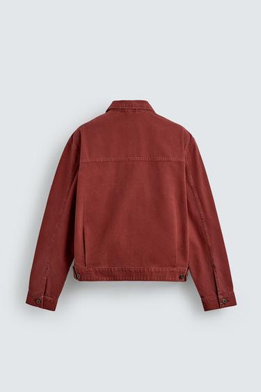 CROPPED FIT JACKET WITH PATCH - Red by Zara - Image 8