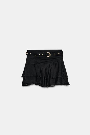 FALDA PANTALÓN CINTURÓN - Negro de Zara - Imagen 0