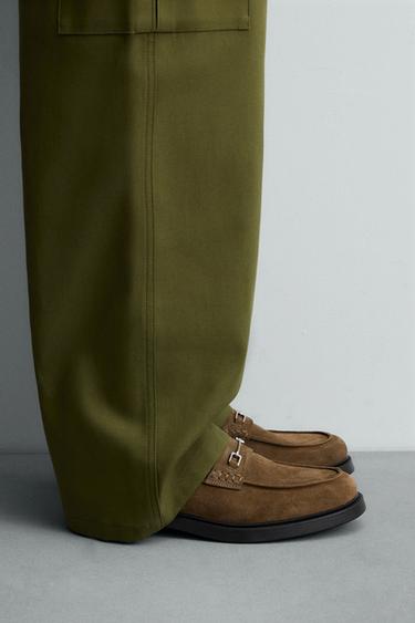 MOCASÍN PIEL ANTIFAZ - Gris Topo de Zara