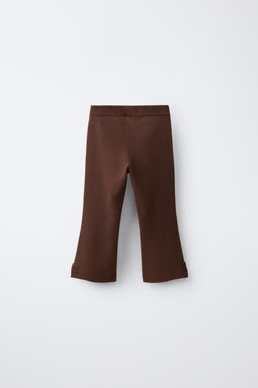 BOW FLARE KNIT TROUSERS — Chocolate 2