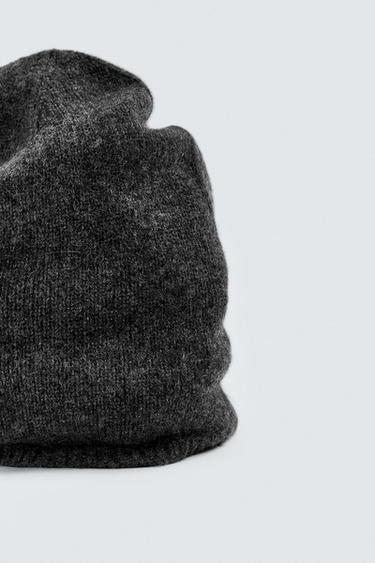 100% CASHMERE KNIT BEANIE - Grey marl by Zara - Image 4