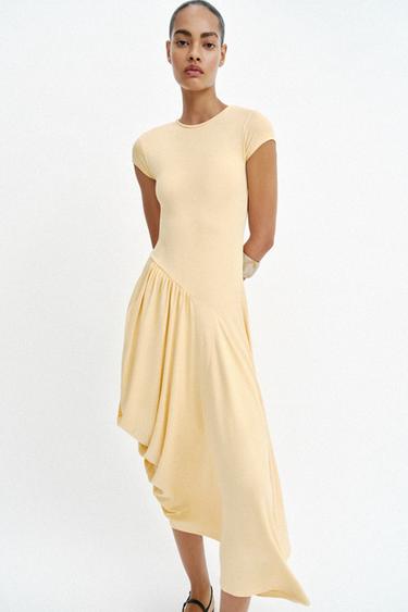Zara ASYMMETRIC LONG DRESS - Vanilla