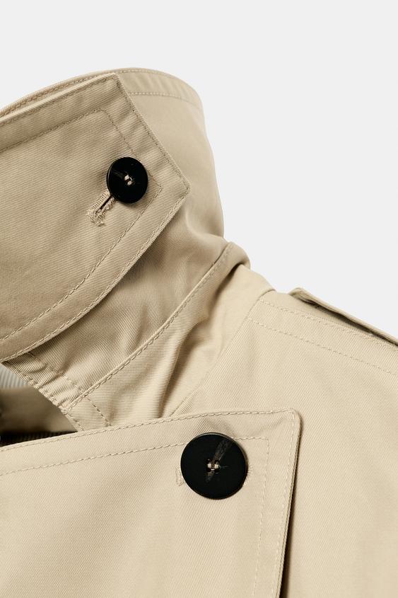 TRENCH COURT À CEINTURE DÉPERLANT ZW COLLECTION - Beige clair de Zara - Image 3
