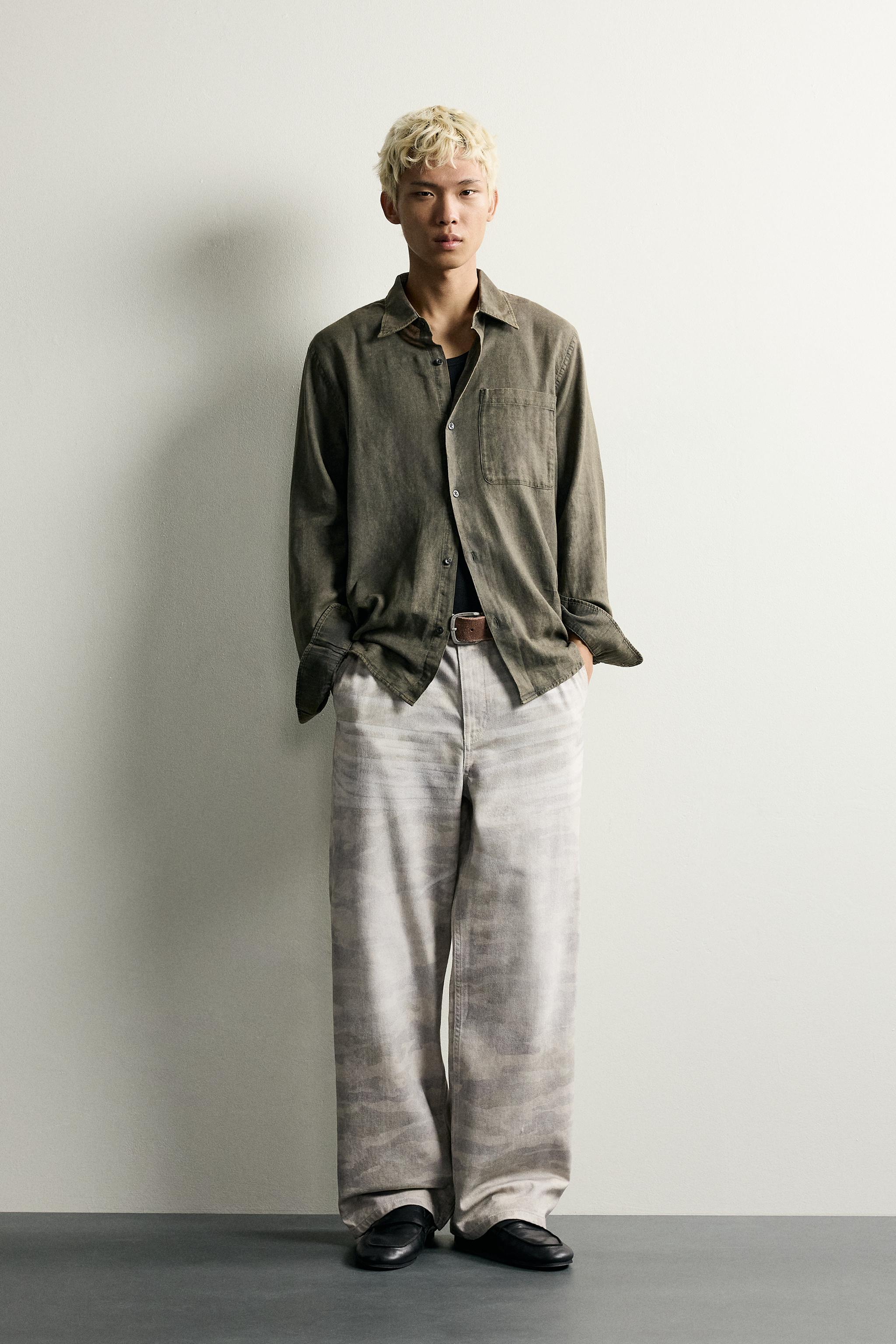 アブストラクトプリント リラックスフィットパンツ - ストーン | ZARA