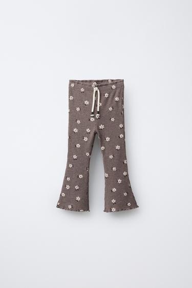 PRINTED SOFT FLARE TROUSERS - Brown marl by Zara