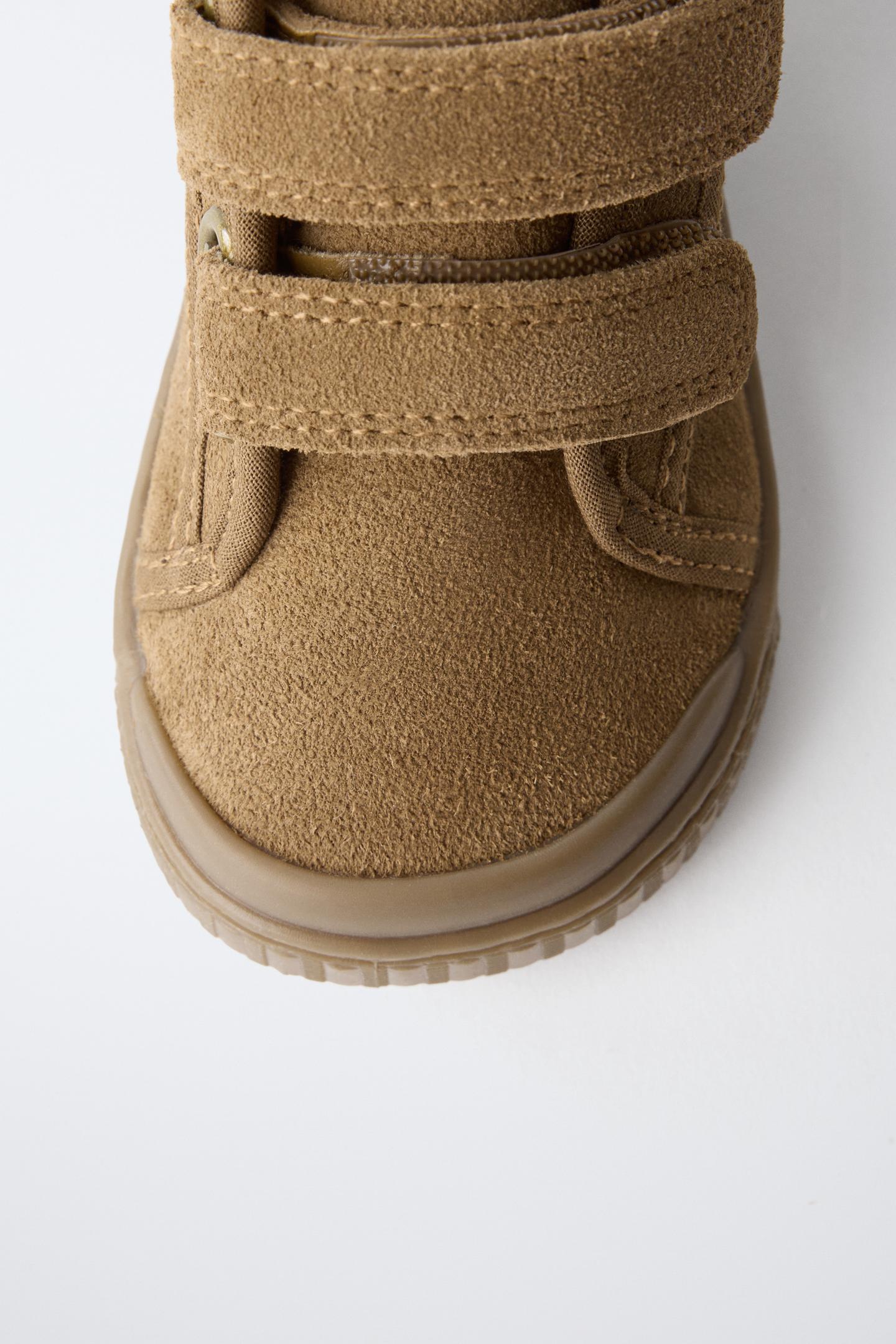 Детские кроссовки Zara Leather Lined Barefoot Sneaker, цвет: Коричневый — фото 4