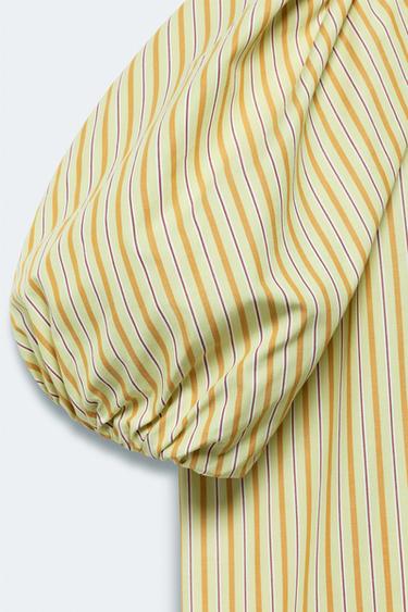 BLOUSE À RAYURES ET MANCHES BOUFFANTES ÉDITION LIMITÉE - Citron vert de Zara - Image 7