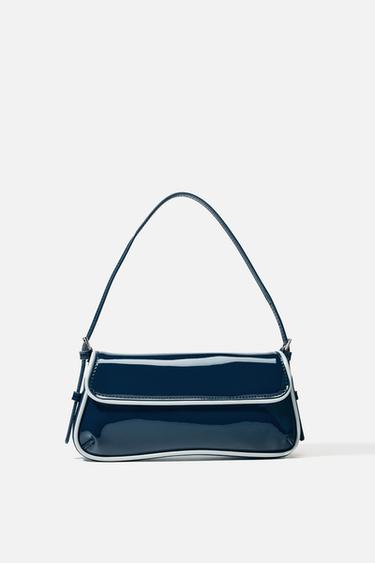 BOLSO DE HOMBRO EFECTO ACHAROLADO CONTRASTE - Azul de Zara