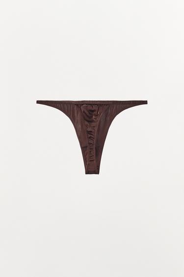 Tanga en soie - Marron de Zara - Image 5