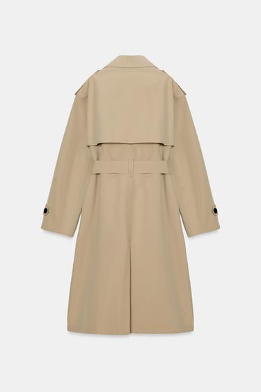 TRENCH LARGO CINTURÓN - Tostado de Zara