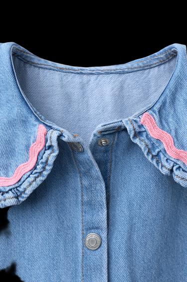 DENIM DRESS WITH WAVED TRIM - Blue by Zara