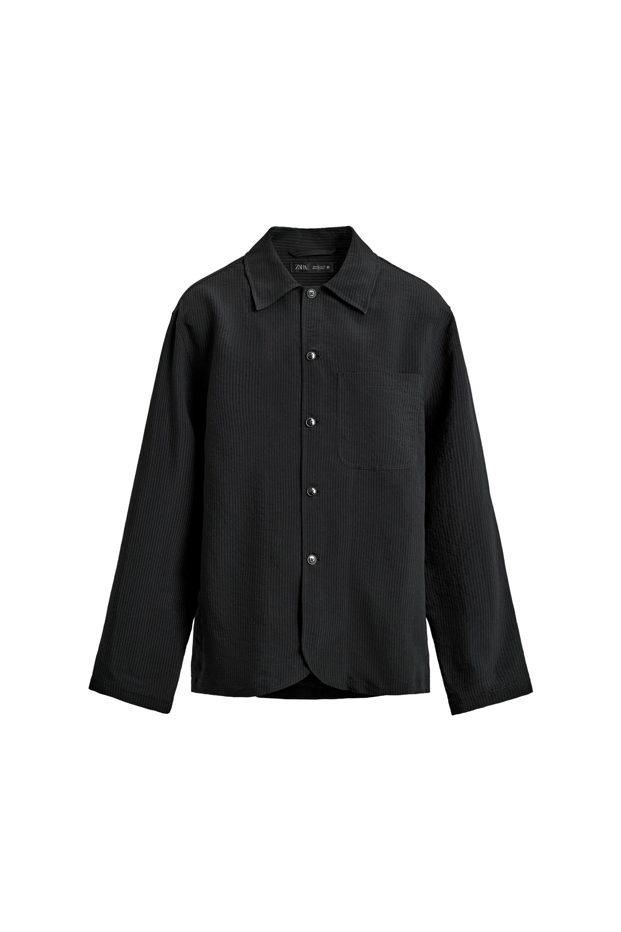 ストライプ柄ジャカードシャツジャケット - ブラック | ZARA Japan / 日本