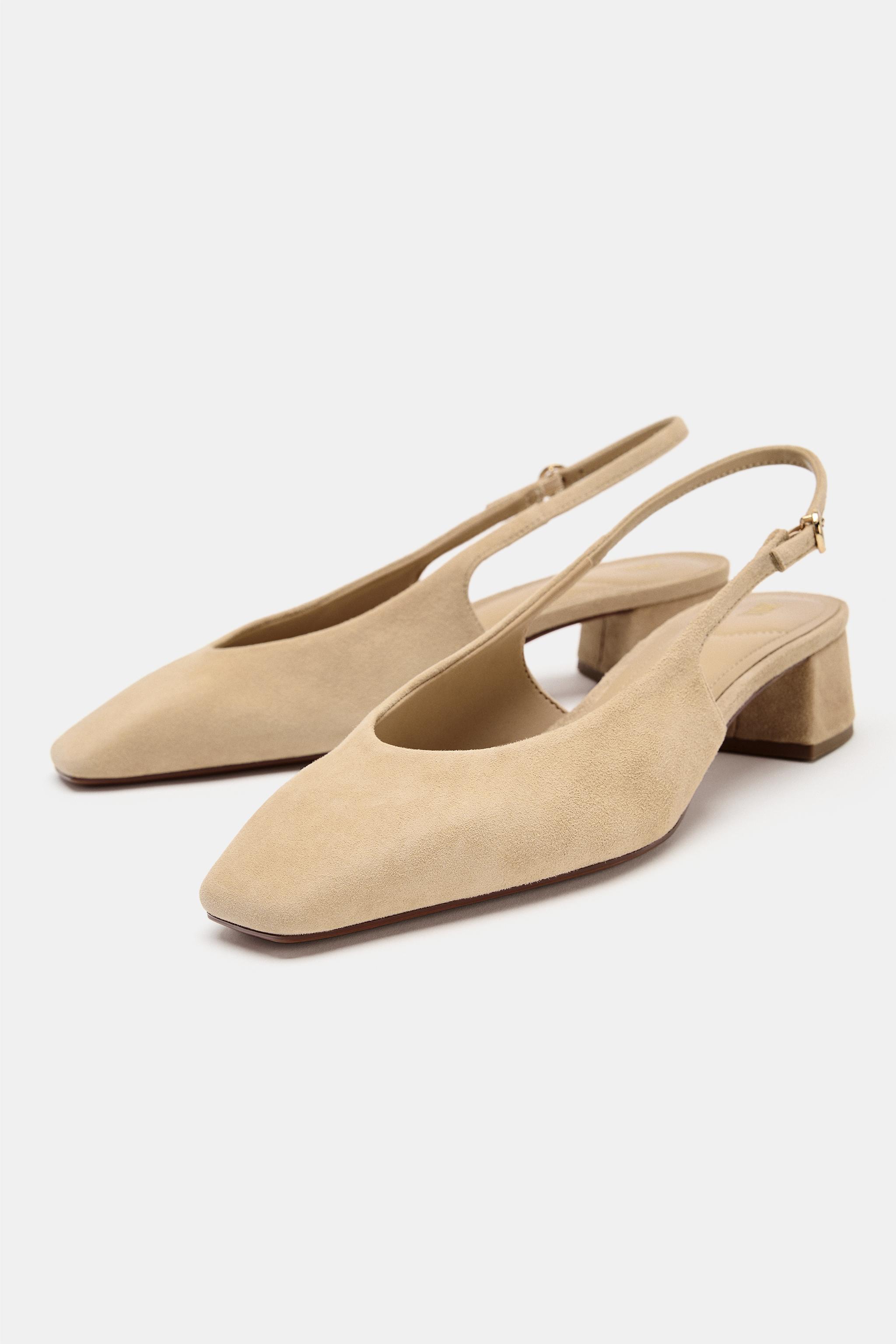 Обувь Zara SPLIT SUEDE SLINGBACK SHOES — фото 3