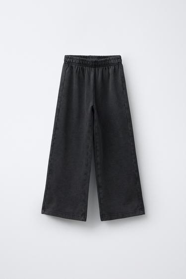 PANTALÓN WIDE LEG EFECTO LAVADO - Gris de Zara