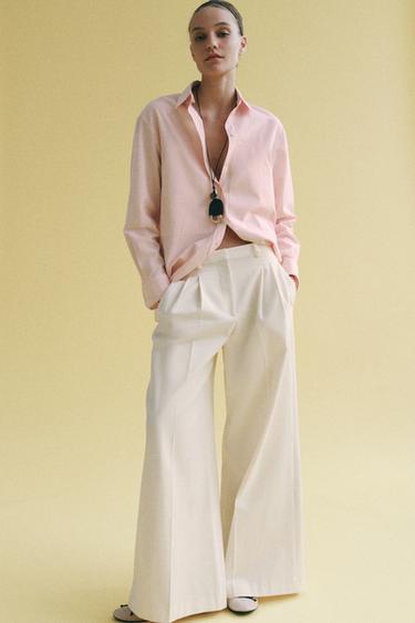 Zara ZW COLLECTION STRIPED SHIRT - Pink / White