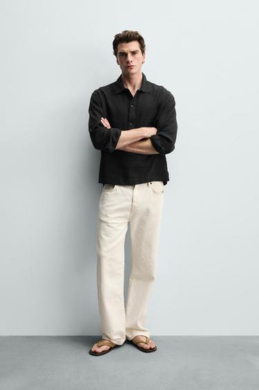 CHEMISE POLO COTON-LIN - Charbon de Zara - Image 0