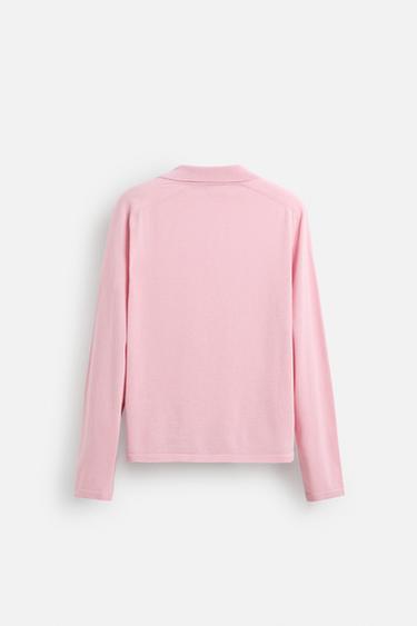 LIGHTWEIGHT KNIT POLO SHIRT - Pink by Zara - Image 6