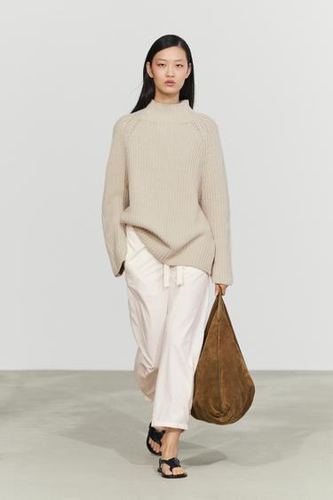 Zara 100% cotton purl knit sweater - Stone - Image 0