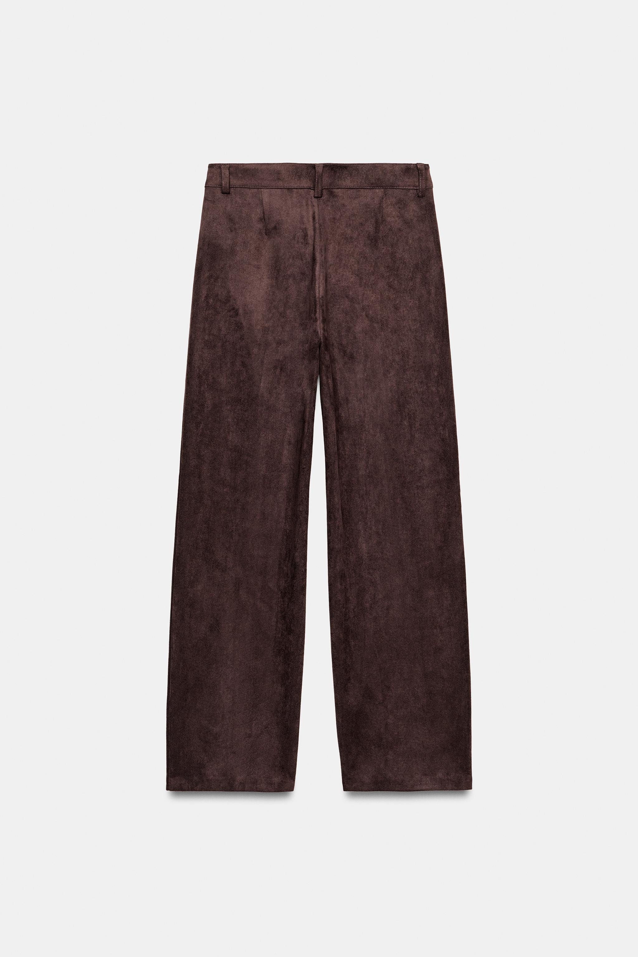 FAUX SUEDE PANTS - Chocolate brown | ZARA United States